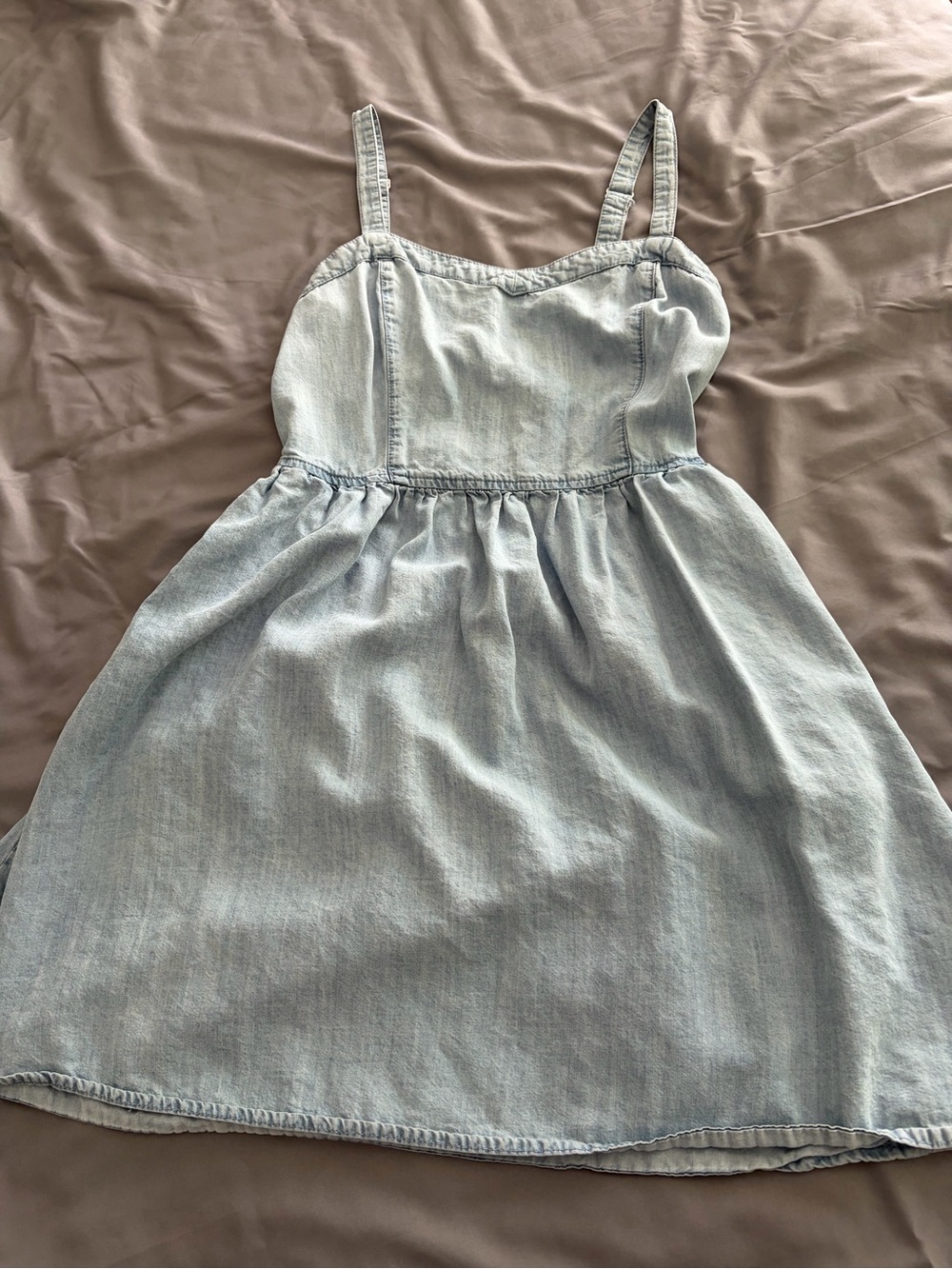 Garage Light Wash Denim Spaghetti Strap Dress